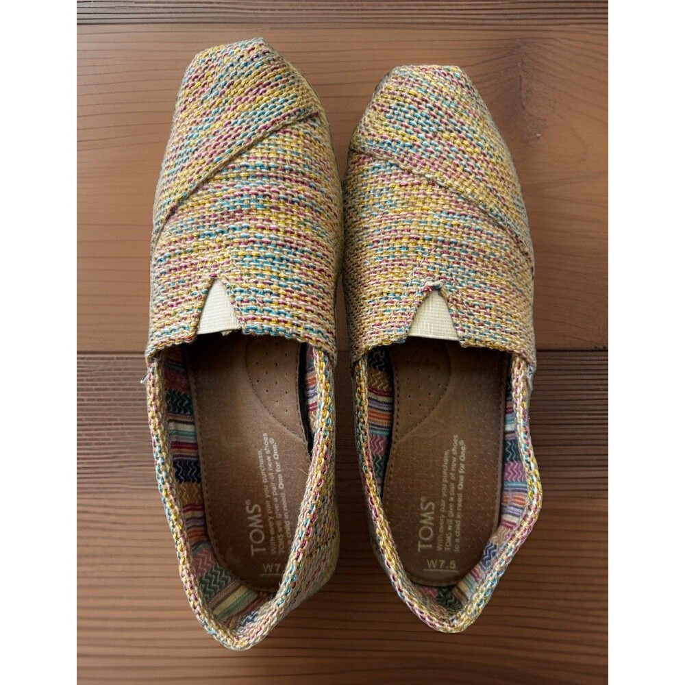EUC TOMS Classic Alparagata Espadrille Flats Stripe Southwestern Vibe Women 7.5